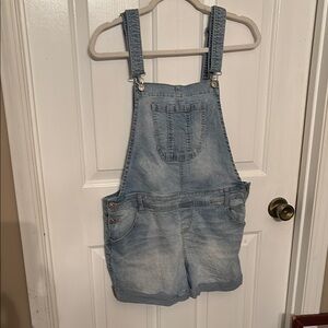 Wallflower Light Blue Denim Short Overalls